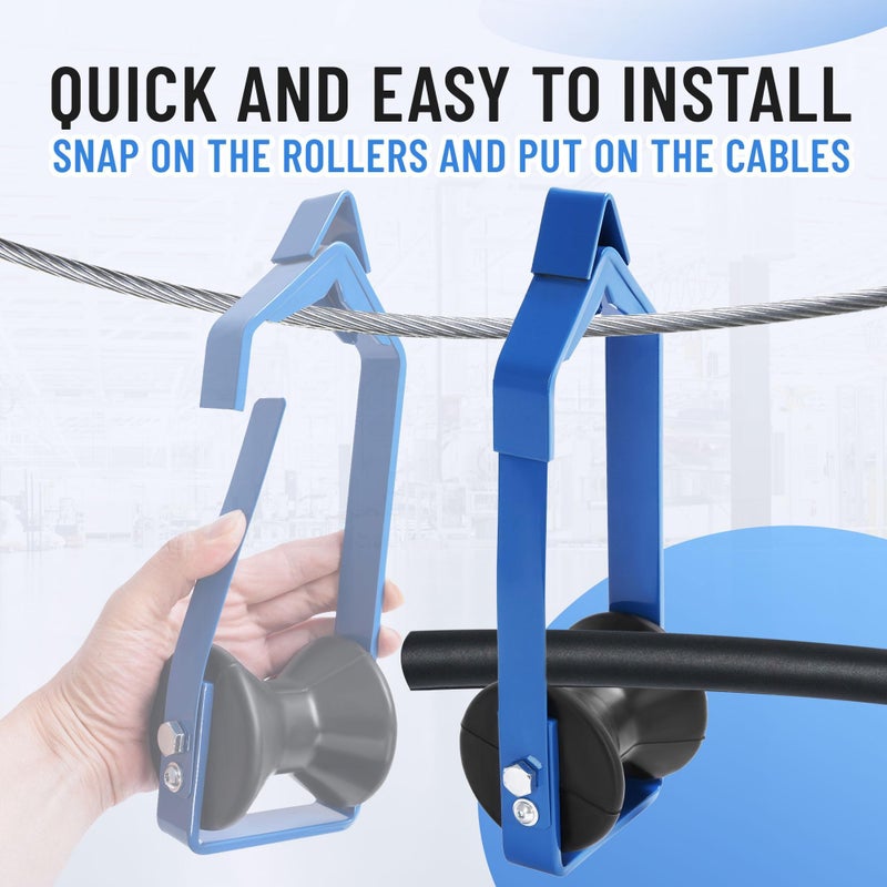 KUAFU 4 Pcs Universal Cable Roller 3"" in Diameter Including Fiber Optic Cable Aerial Cable Support Tool Steel+Plastic Powder Coated Blue - Image 5